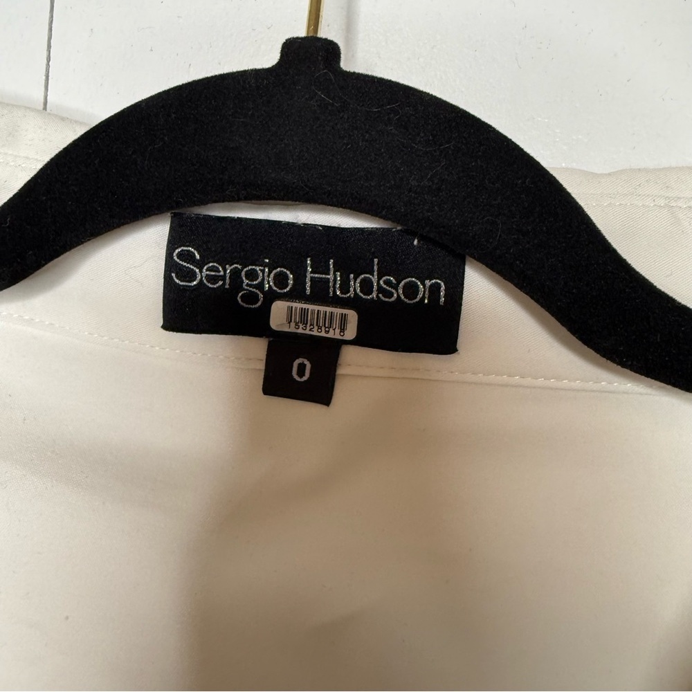 Sergio Hudson Asymmetric Cutout Ruched Cotton-blend Poplin Midi Wrap Dress Sz 0 - Picture 6 of 10